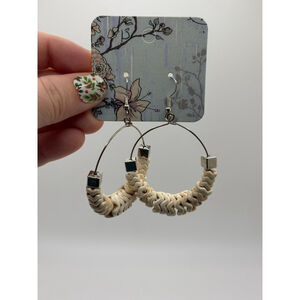 Beige and Silver Hoop Earrings - NWOT
